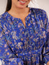 Janasya Women's Blue Georgette Floral Printed A line Dress